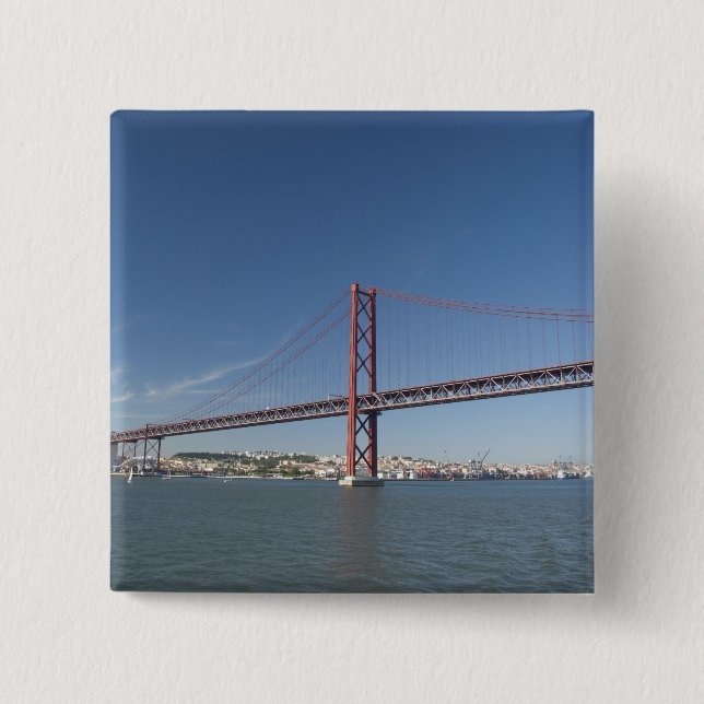 Europe, Portugal, Lisbon aka Lisboa). Ponte 2 Inch Square Button (Front)