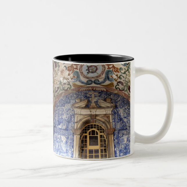 Europe, Portugal, Obidos. Colourful architectural Two-Tone Coffee Mug (Right)