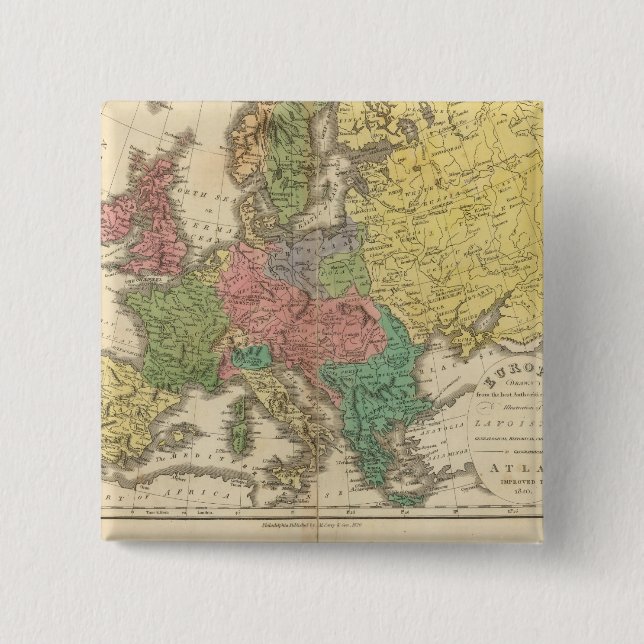 Europe Religion Atlas Map 2 Inch Square Button (Front)