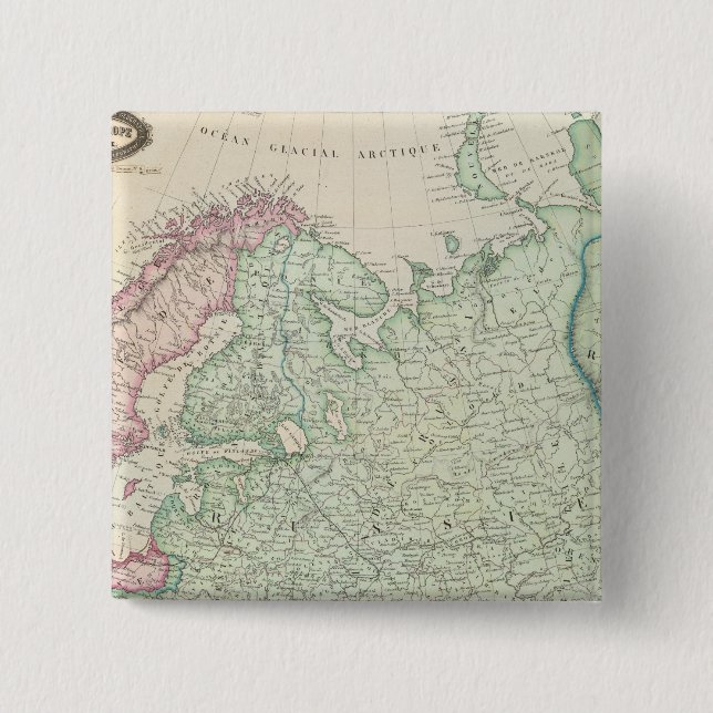 Europe, Russia, Finland 2 Inch Square Button (Front)