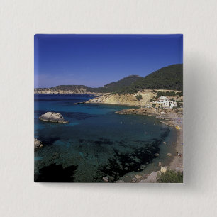 Europe, Spain, Balearics, Ibiza, Cala de 2 Inch Square Button