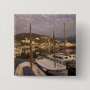 Europe, Spain, Balearics, Mallorca, Port de 2 Inch Square Button