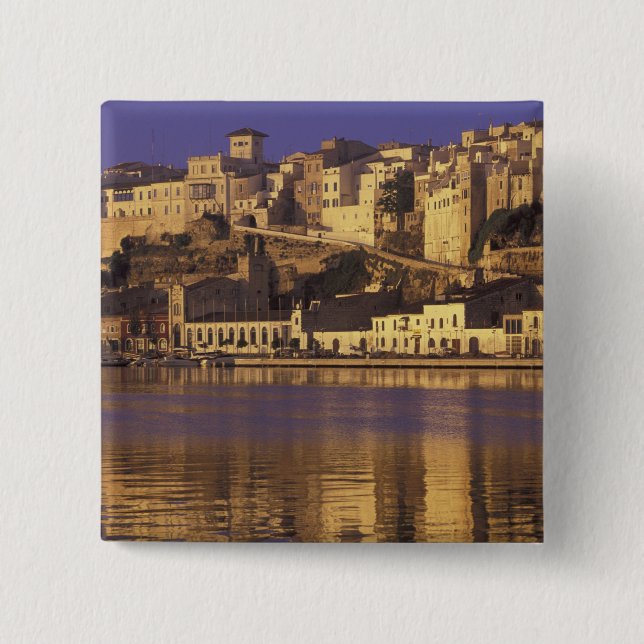 Europe, Spain, Balearics, Menorca, Mao. Dawn 2 Inch Square Button (Front)