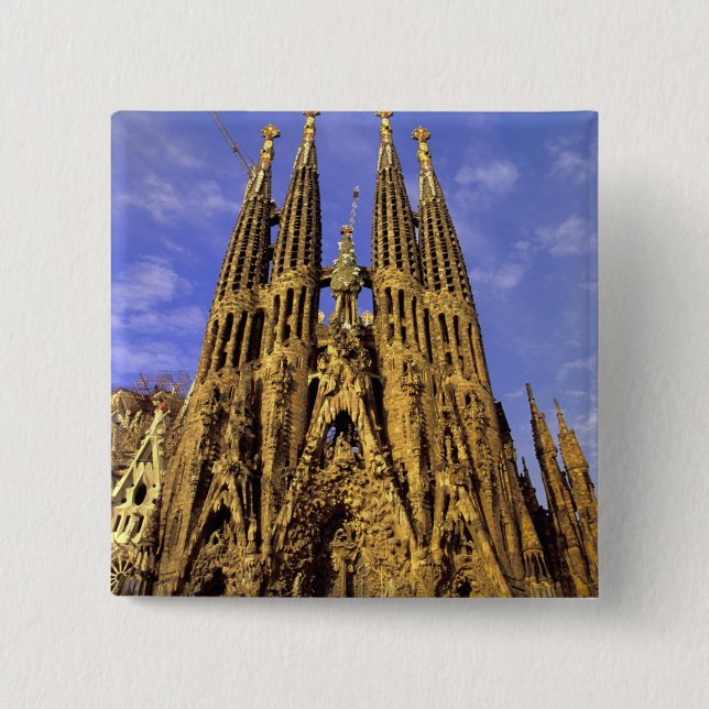 Europe, Spain, Barcelona, Sagrada Familia 2 Inch Square Button (Front)