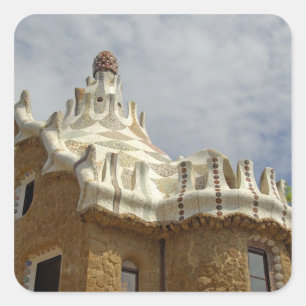 Europe, Spain, Catalunya, Barcelona. Park Guell, 2 Square Sticker