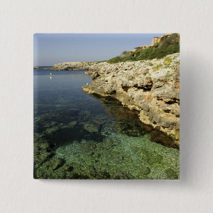 Europe, Spain, Minorca (aka Menorca), Binibeca. 2 Inch Square Button