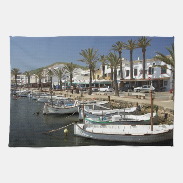 Europe, Spain, Minorca (aka Menorca). Fishing Kitchen Towel (Horizontal)
