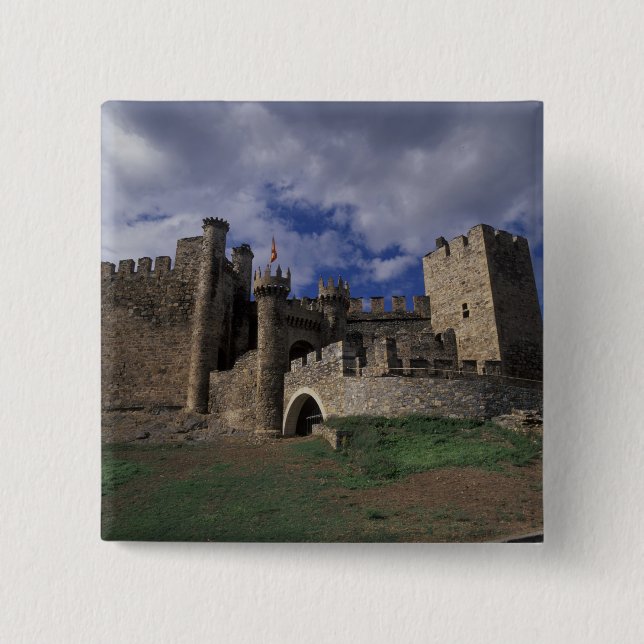 Europe, Spain, Ponferrada, Leon. Templer 2 Inch Square Button (Front)