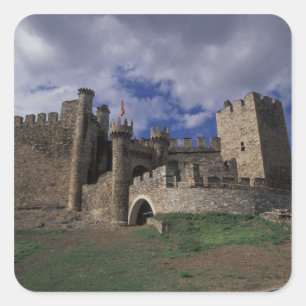 Europe, Spain, Ponferrada, Leon. Templer Square Sticker