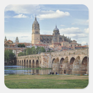Europe, Spain, Salamanca. The Roman bridge over Square Sticker