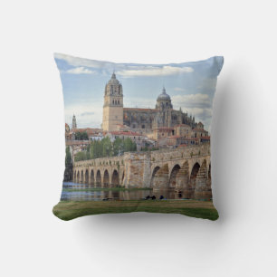 Europe, Spain, Salamanca. The Roman bridge over Throw Pillow