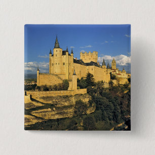 Europe, Spain, Segovia. The imposing Alcazar, 2 Inch Square Button