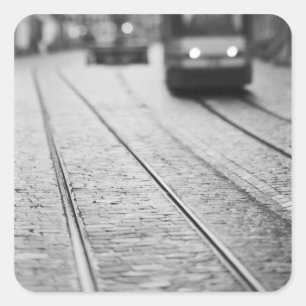 Europe, Switzerland, Berne. Tram tracks, Square Sticker