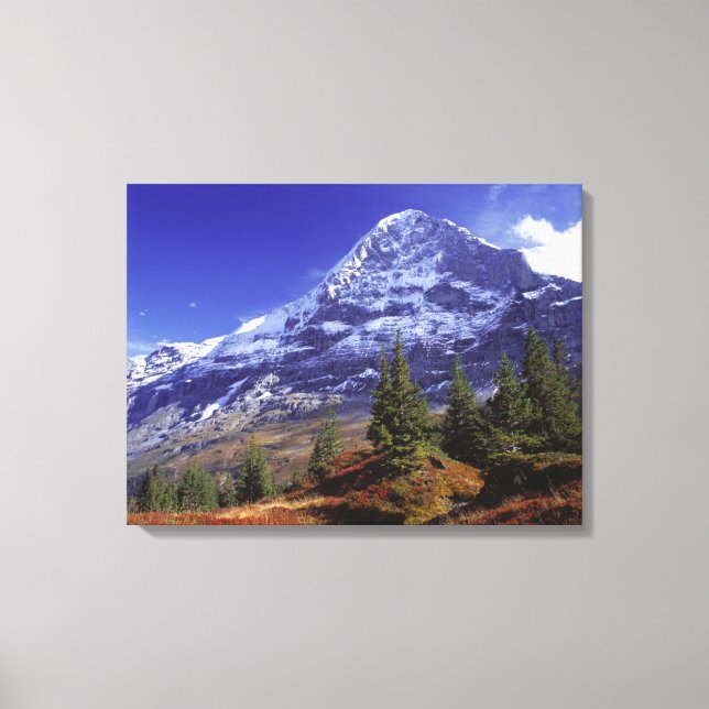 Europe, Switzerland, Eiger. Fall colours abound Canvas Print (Front)
