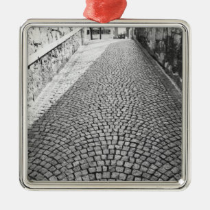Europe, Switzerland, Zurich. Cobbled street, Metal Ornament