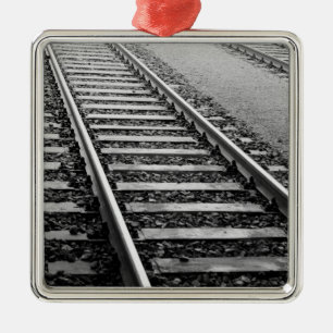Europe, Switzerland, Zurich. Train tracks Metal Ornament