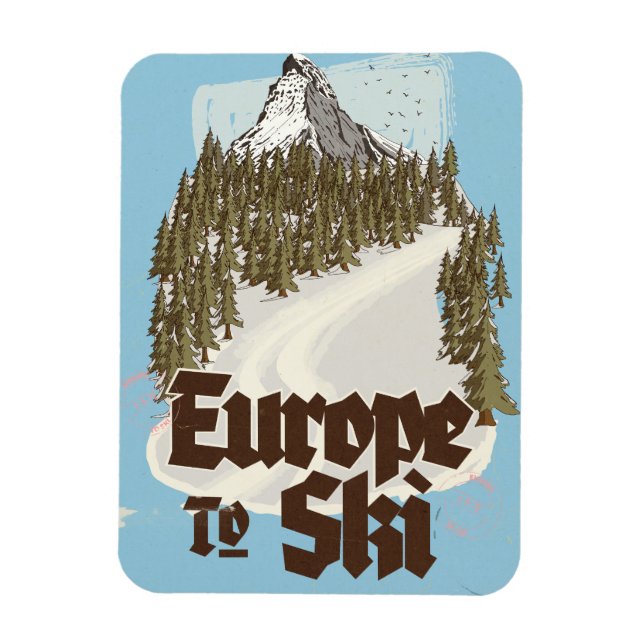 Europe To Ski Magnet (Vertical)