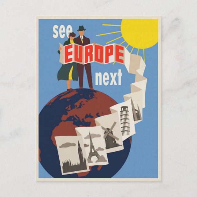 Europe Travel France Rome Italy Vintage Postcard (Front)