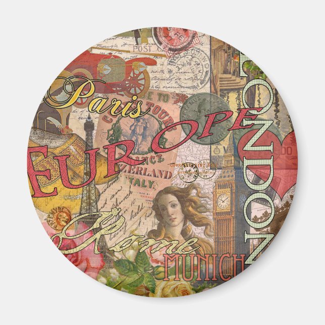 Europe Travel Vintage European Paris France Art Magnet (Front)
