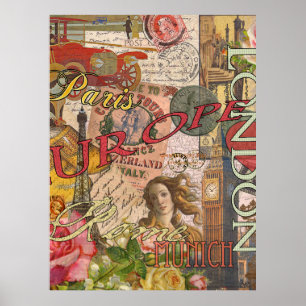 Europe Travel Vintage European Paris France Art Poster