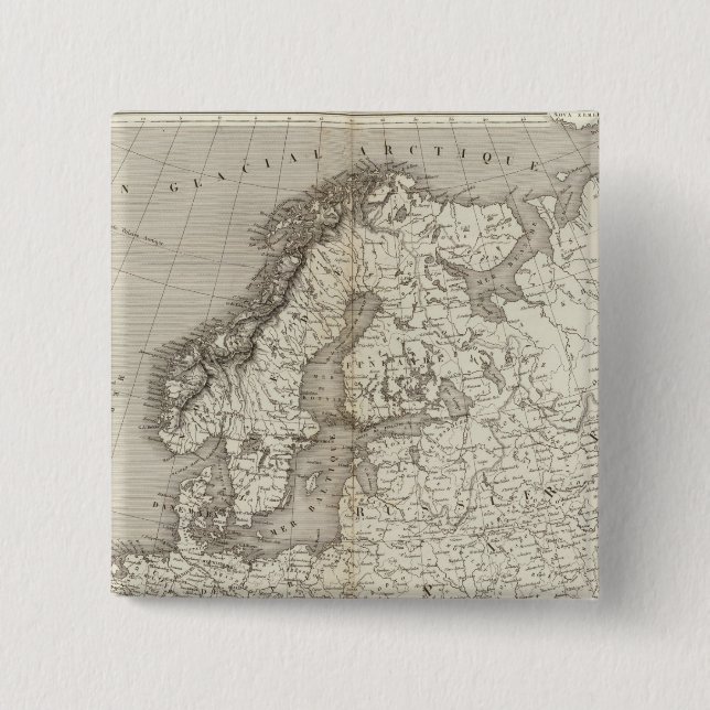Europe uncolored map 2 inch square button (Front)