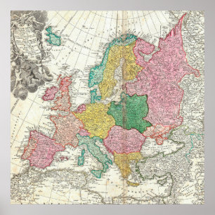 Europe Vintage Map Poster