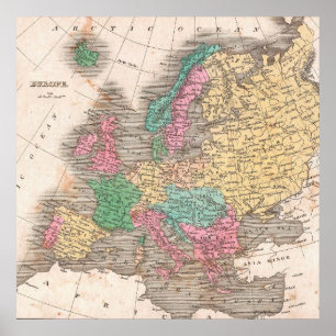 Europe Vintage Map Poster