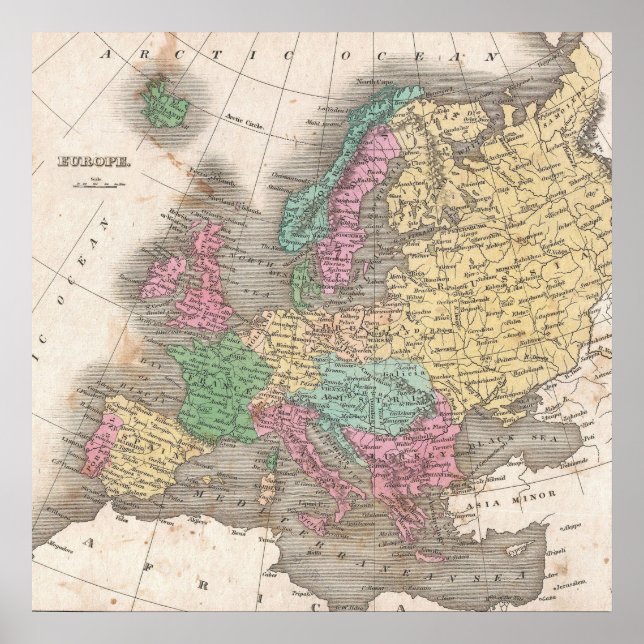 Europe Vintage Map Poster (Front)