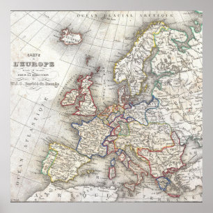 Europe Vintage Map Poster