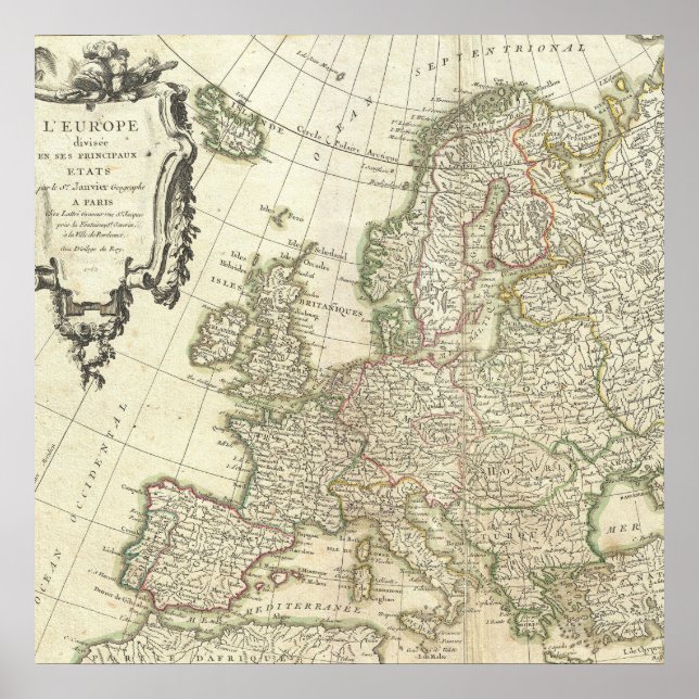 Europe Vintage Map Poster (Front)