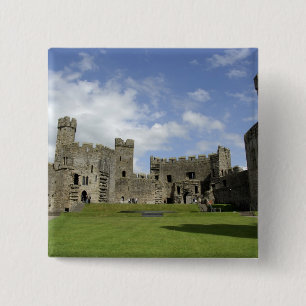 Europe, Wales, Caernarfon. Caernarfon Castle, 2 Inch Square Button
