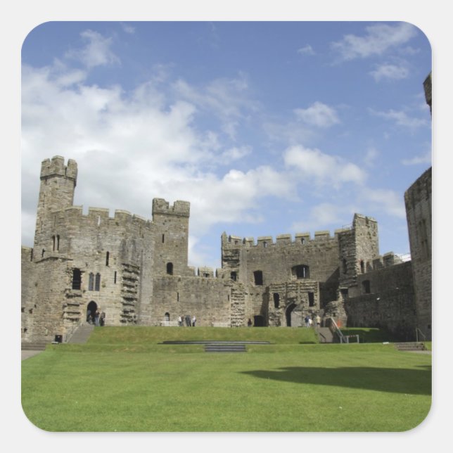 Europe, Wales, Caernarfon. Caernarfon Castle, Square Sticker (Front)