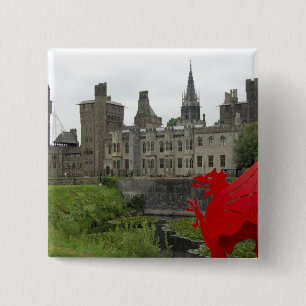 Europe, Wales, Cardiff. Cardiff Castle. Welsh 2 Inch Square Button