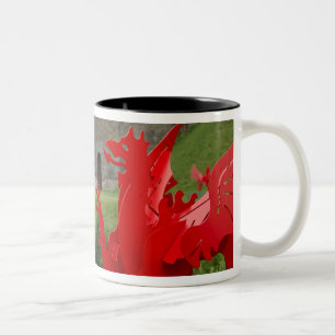 Europe, Wales, Cardiff. Cardiff Castle. Welsh Two-Tone Coffee Mug