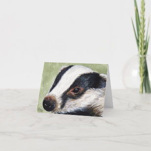 European Badger Cub Painting Note Card