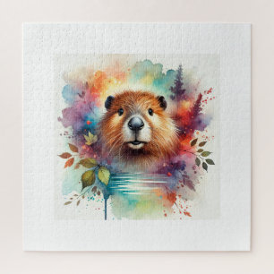 European Beaver 120724AREF124 - Watercolor Jigsaw Puzzle