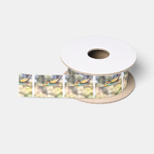 European Bee Eater In Flight Watercolor Satin Ribbon