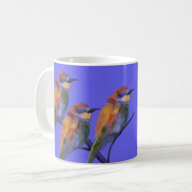 European Bee-Eaters on blue Coffee Mug (Front Left)