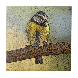 European blue tit tile