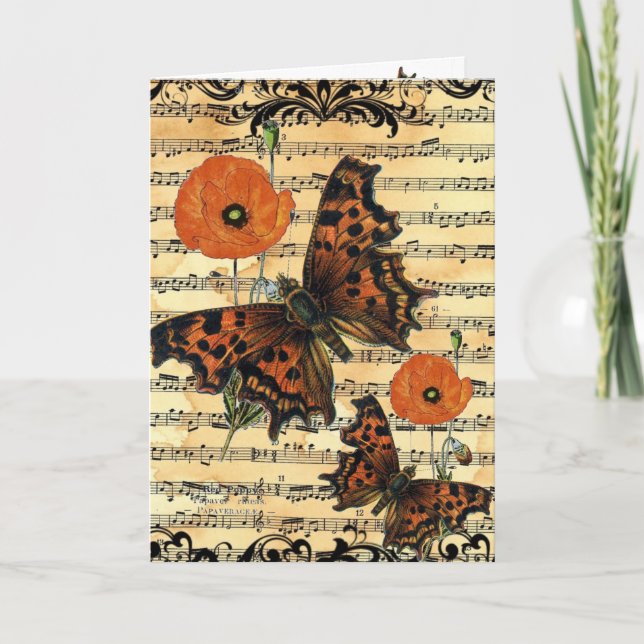 European Butterfly with Poppy Greeting Card (Front)