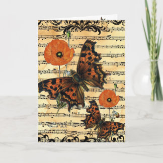European Butterfly with Poppy Greeting Card