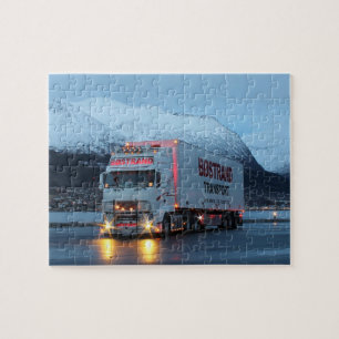 European Cab Over Big Rig 18 Wheeler Mountain Run Jigsaw Puzzle