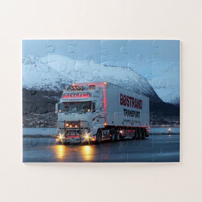 European Cab Over Big Rig 18 Wheeler Mountain Run Jigsaw Puzzle (Horizontal)
