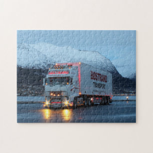 European Cab Over Big Rig 18 Wheeler Mountain Run Jigsaw Puzzle