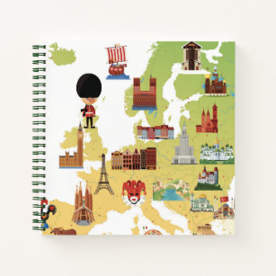 European Cartoon Map Notebook