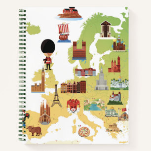 European Cartoon Map Notebook