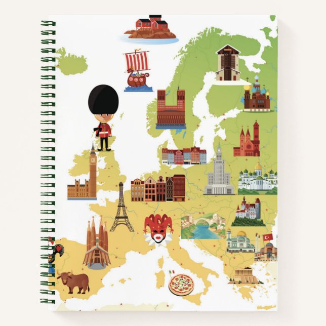 European Cartoon Map Notebook (Front)