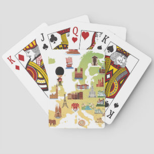 European Cartoon Map Playing Cards