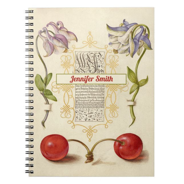 European Columbines and Sweet Cherry Notebook (Front)