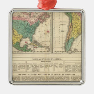 European Discovery of America Atlas Map Metal Ornament